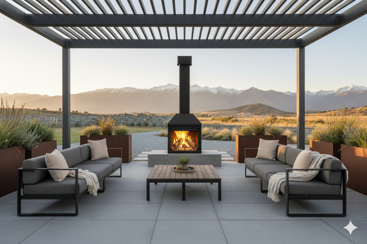 Yunca Zara Zinc Black Outdoor Wood Burner